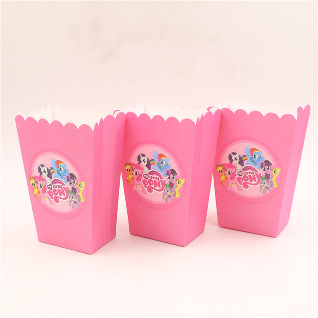 paper popcorn candy favor box/cup my little pony theme children girls birthday party decorations lot of 6pcs