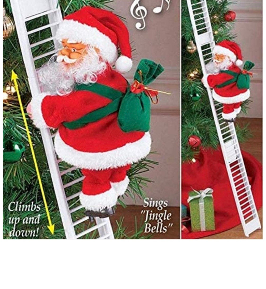 Electric Climbing ladder Santa Claus Christmas Ornament